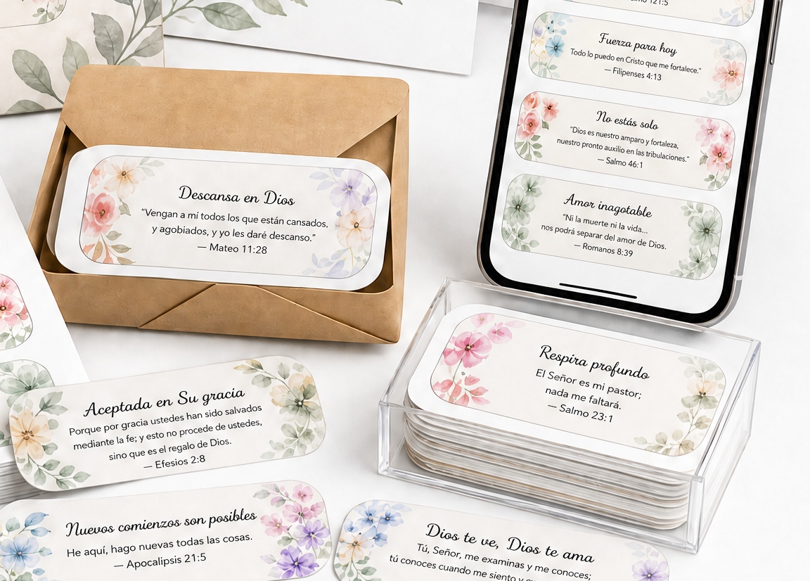 Sobrecitos y caja acrílica curitas para el alma