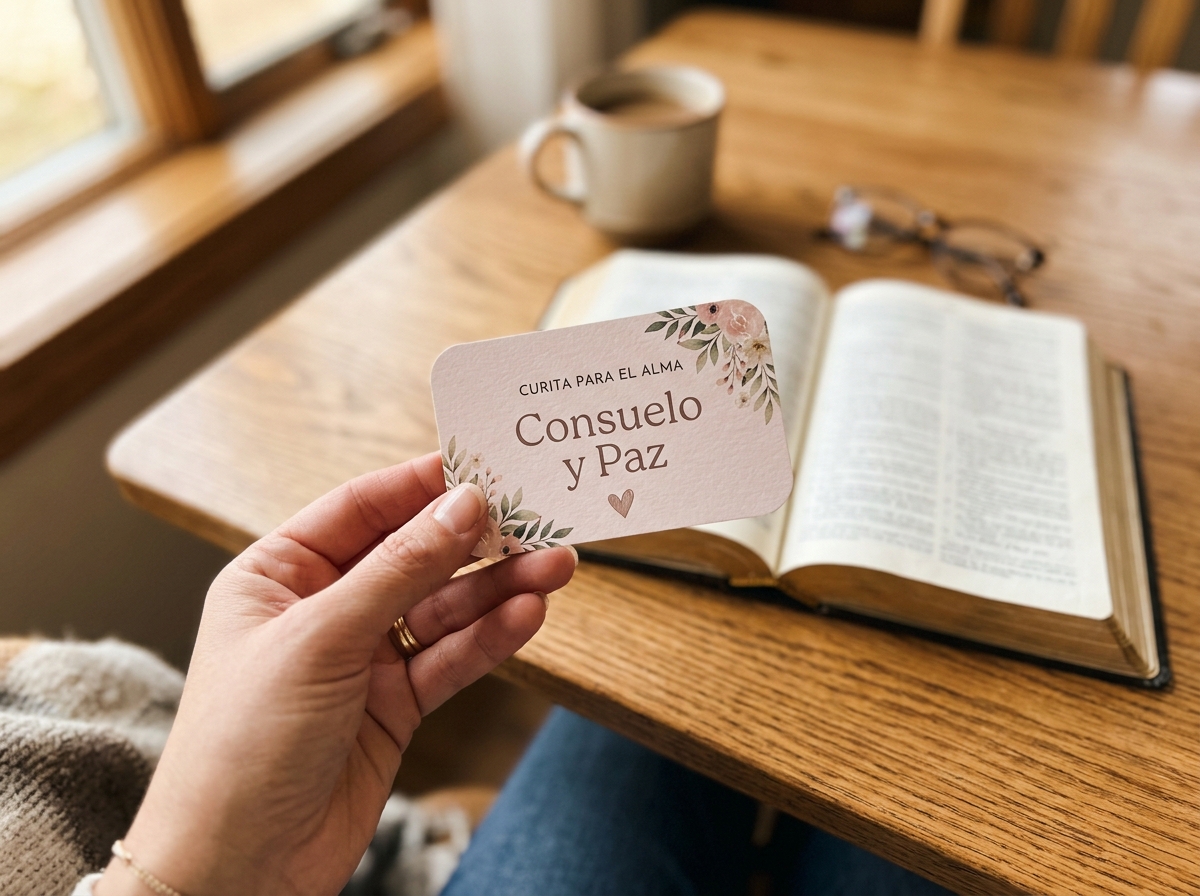 Curita de Consuelo y Paz en mano