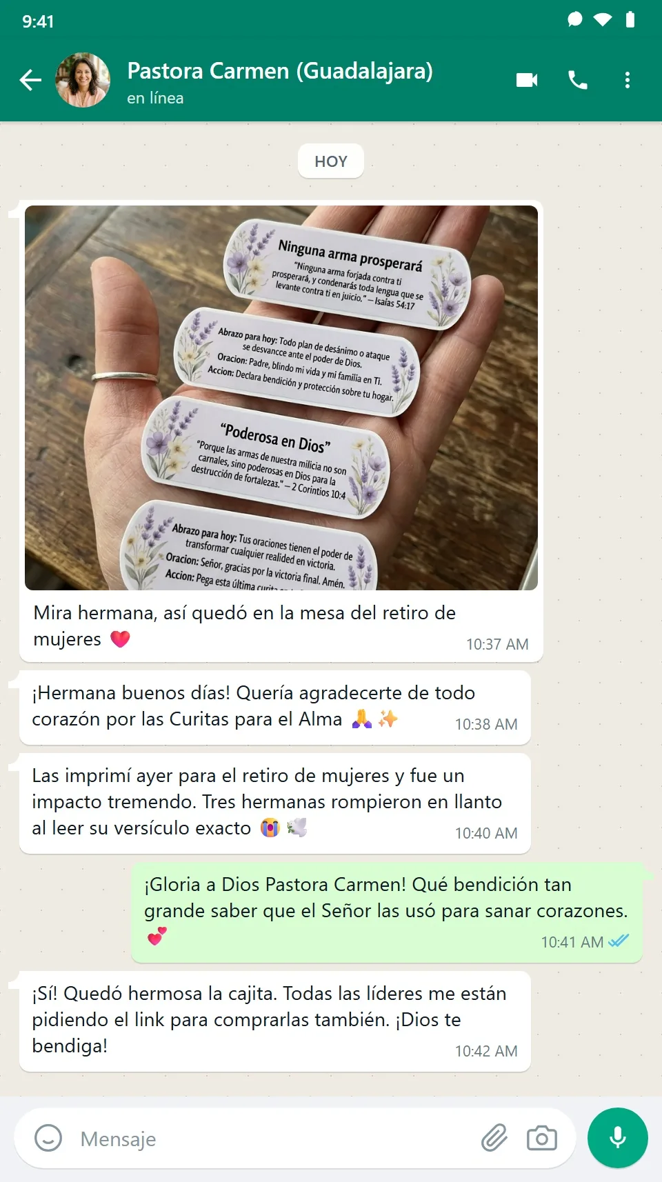 Testimonio WhatsApp Pra. Carmen Silva