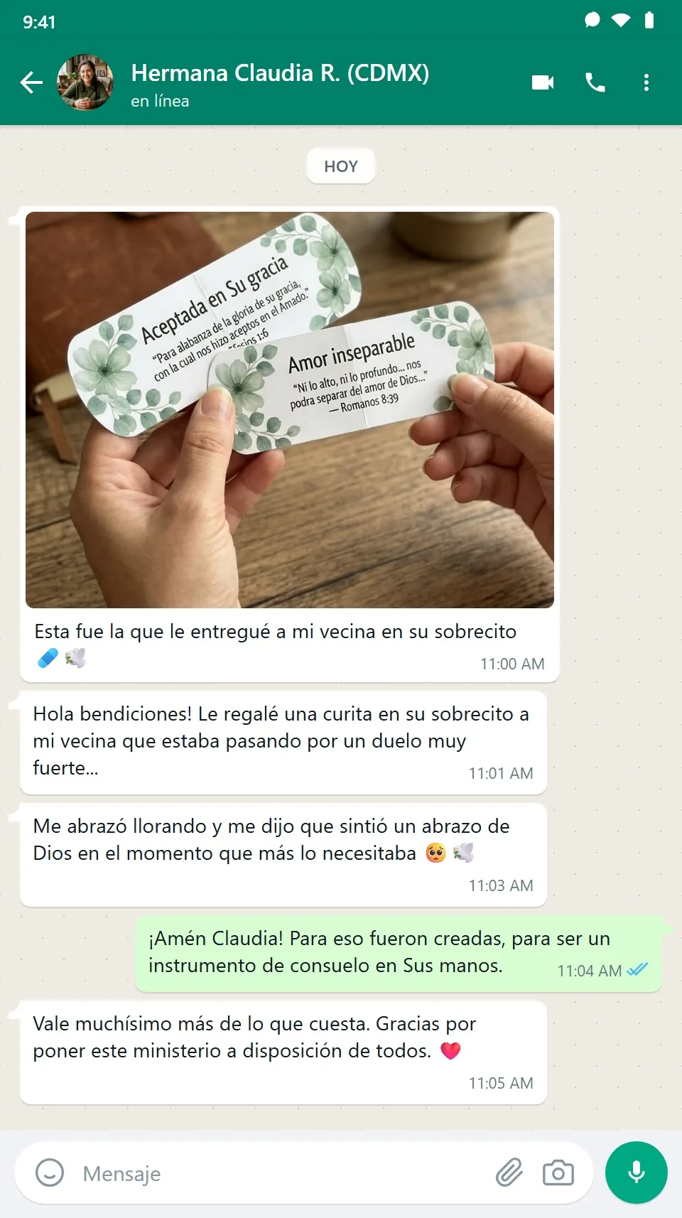 Testimonio WhatsApp Marcela Gómez